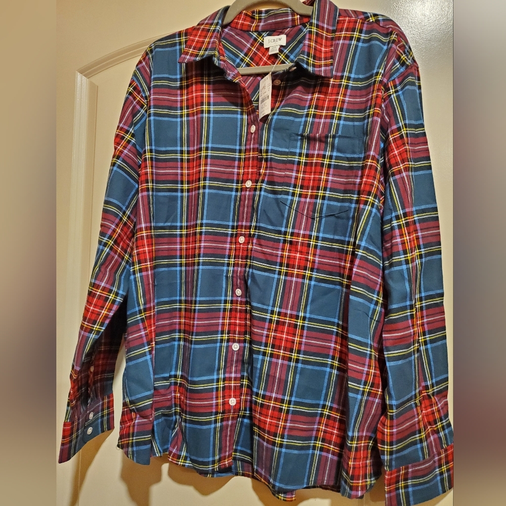 J. Crew Multicolor Plaid Blouse - Red, Blue, Yellow